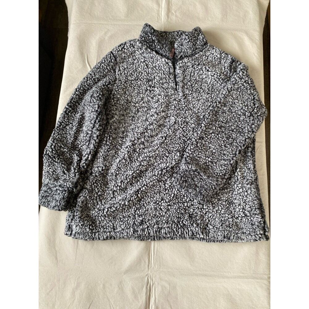 Original Weatherproof Pullover Grey and Black Sherpa Quarterzip XXL